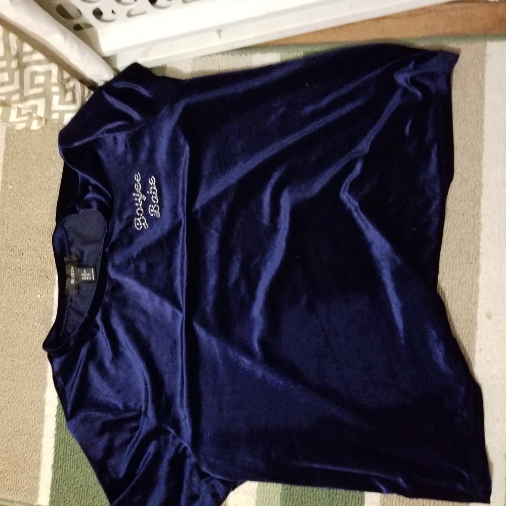 Beautiful blue velvet blouse/top